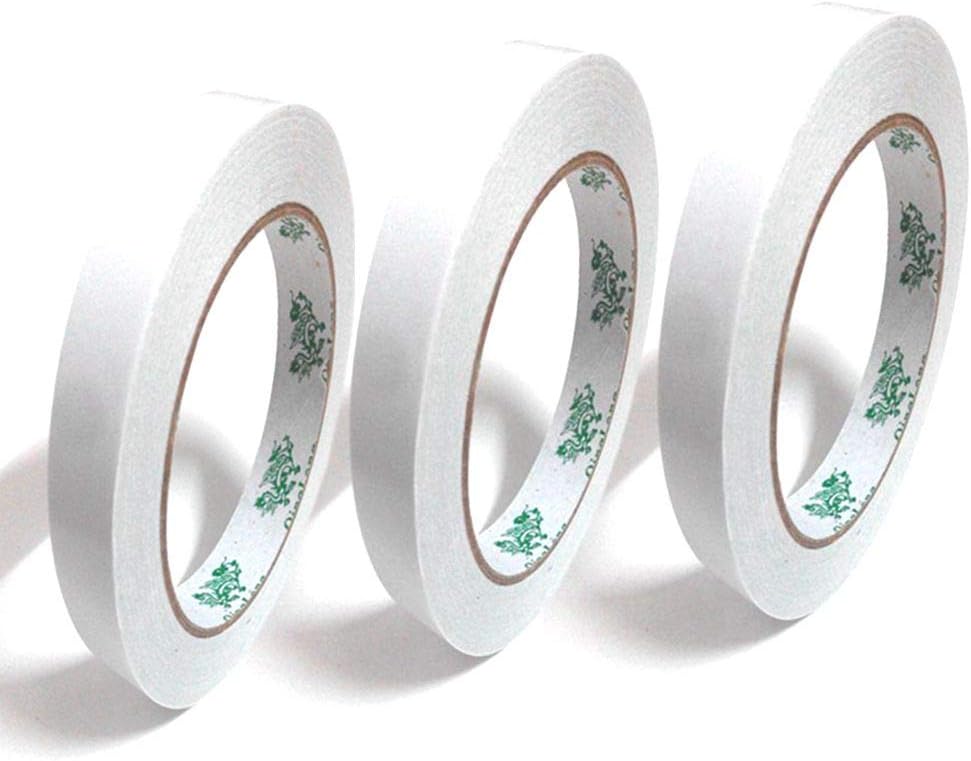 QingLong 3 Rolls - 1/2 inch x 27 Yards Double-Sided Adhesive Tape, Permanent Double-Sided Sticker Tape for Photos/ Documents/ Wallpaper and Many Other Craft Projects (12mm x 25m) (3 Rolls)