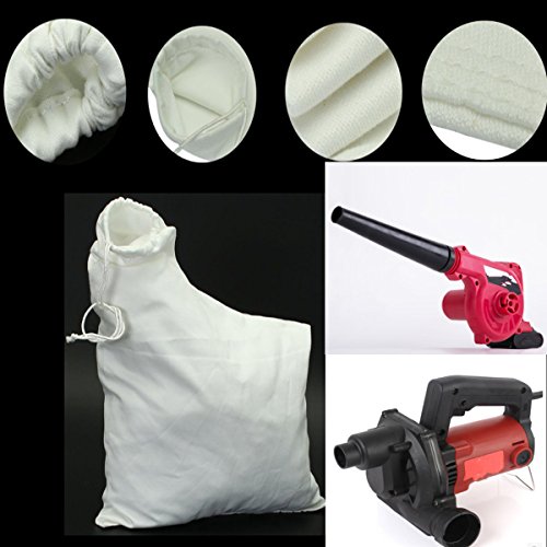 Essort Dust Bag, Polyester White Replacement Spare Leaf Blower Bag, Leaf Shredder bag, Blower Vac Handheld Bag, Polyester White Sack, Mitre Saws bag 11x44x35cm