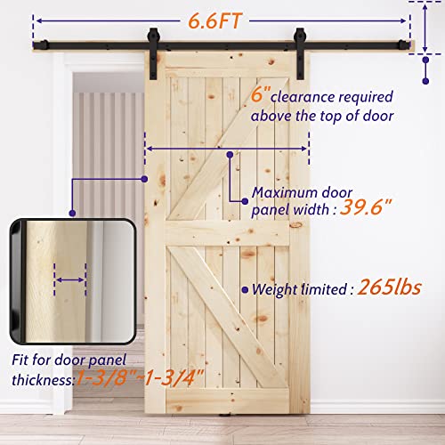 SKYSEN 6.6FT Single Sliding Barn Door Hardware Kit, Barn Door Track, 1/