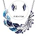 iNewcow Tibetan Silver Blue Peacock Crystal Earrings Necklace Set for Wedding Party