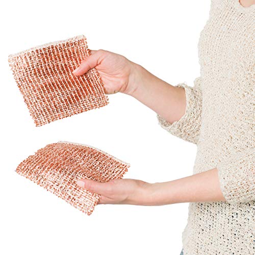 REDECKER 2-Ply Woven Copper Scrubbing Cloth - Durable and Non-Abrasive Scrubber, Machine Washable, Alternative to Chore Boy Copper Scrubber, Copper Scouring Pads, and Brillo Pad, Set of 2