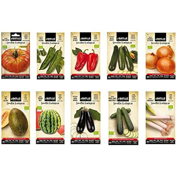Semillas ECOLÓGICAS huerto lote 10 sobres (Tomate, Pimiento ...