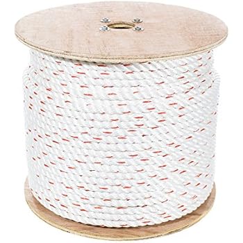 Poly Dacron Rope (1/2 Inch, 50 Feet) Twisted 3 Strand Line - Marine, Commercial, Arborist, DIY Projects