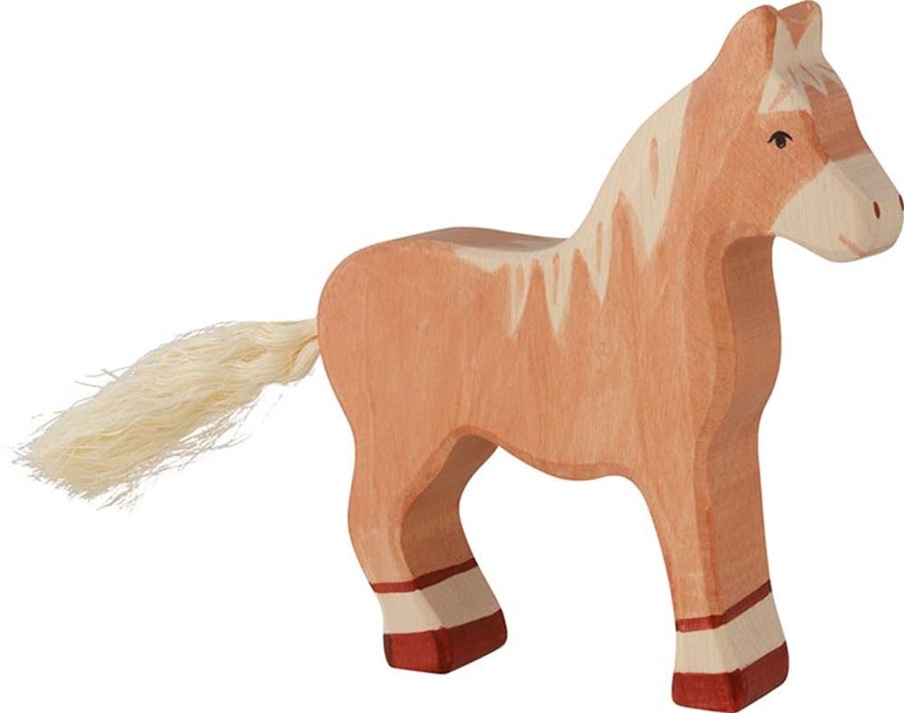 Holztiger Standing Horse Wooden Figure (Light Brown)