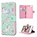 iPhone 7 Case, iPhone 8 Case, iPhone 7 Case Wallet, 3D Design Lovely Unicorn Star Ice Cream Cover Slim ID Card Kickstand Magnetic Flip Bumper PU Leather Waterproof with Pen Dust Plug ZSTVIVA - Green