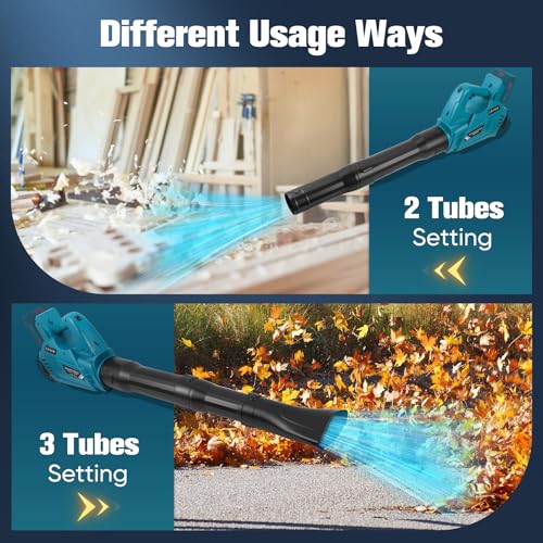 Leaf Blower, Lightweight Cordless Leaf Blowers with 6 Adjustable Speeds Max 297 km/h, Battery Blower with 3 Tubes for Yard Lawn Garden for Makita 18V Battery