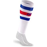 PRO Compression Marathon Calf Sleeve, White/Red/Blue Stripe, S/M (1-Pack) | Footless Compression Shin Splint Support for Men and Women