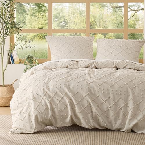 BEDSURE Beige Boho Bettwäsche 3tlg - 200x200 cm