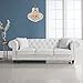 Divano Roma Furniture Classic Scroll Arm Chesterfield Sofa - Bonded Leather (White)