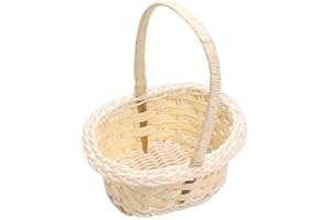 Yinpinxinmao Wicker Basket Gift Baskets Empty Oval Willow Woven Picnic Basket Cheap Easter Candy Basket Storage Wine Basket with Handle Egg Gathering Oval