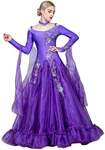 Biaoyiten 社交ダンス モダンドレス ダンスワンピース ステージ衣装 競技用ドレス レッスンウェア ダンスウェア 練習着 タンゴ服 ワルツ ダンス衣装 発表会ドレス 競技着 演出用 キラキラビジュー ラテンドレス 大きい裾 Art Kobe Ac Jp