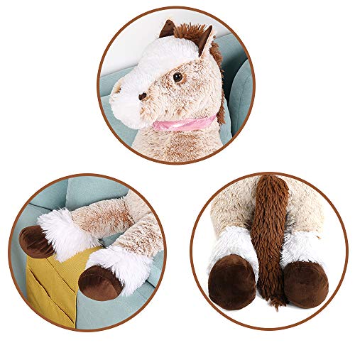 Tezituor Giant Horse Stuffed Animal, Large Pony Brown Plush Toy Horse, Big Gift for Kids,35