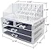 Unique Home Acrylic Jewelry and Cosmetic Storage Makeup Organizer, 3 Pieces Set, Clear 3 Count