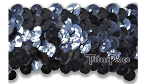 TRIMPLACE GUNMETAL 1-1/4 INCH STRETCH SEQUIN 10 Yards
