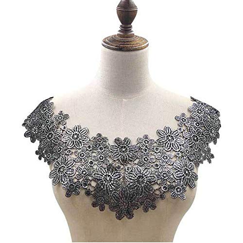 Photo 1 of 1 Pcs Silvery-Stamped Water-Soluble Lace Collar Embroidery Hollow Chest Embroidery False Collar Dress Skirt DIY Lace Accessories