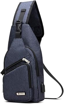 Amazon Co Jp メンズショルダーバッグファッショントレンドメッセンジャーバッグスポーツチェストバッグオックスフォード布メンズバッグ Color Blue スポーツ アウトドア