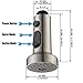 Versatile Brushed Nickel Triple Functional Kitchen Faucet Spray Nozzle Head Replacement Part For Pull Out Kitchen Sink Faucets Pause Stream and Spray Modes