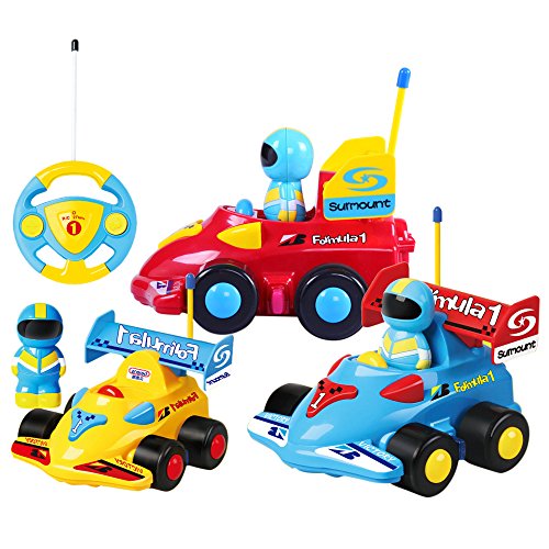DeXop RC Cartoon Race Car Electric Radio Control Toy with Removable Action Figure & Music & Lights for Toddlers & Young Children