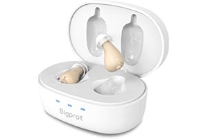 BIGPROT OTC Hearing Aids for Seniors, Nearly Invisible Rechargeable Hearing Aids, 100+ Hours of Charging Case Usage, Super-Mini Invisible Design, Comfort Fit in Ear Canal, AI Noise Cancellation and Clear Sound, Suitable for Various Daily Scenarios