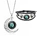 Fashion 12 Constellations Beaded Hand Woven Leather Bracelet And Moon Pendant Necklace Zodiac Sign Jewelry Set (Virgo)