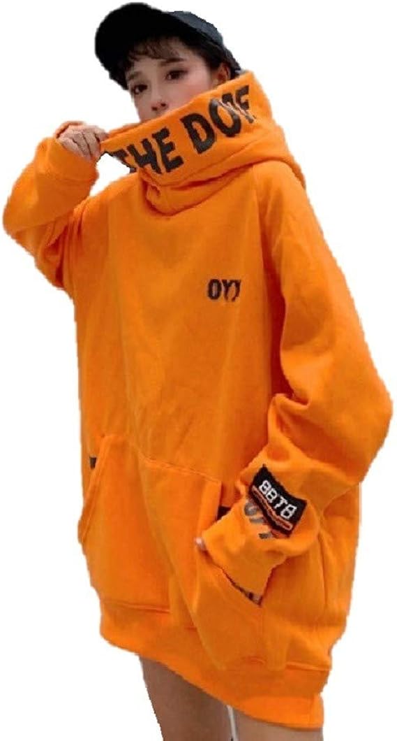 Amazon パーカー Oyyビッグフードパーカー オレンジ 韓国ファッション パーカー おしゃれ 服 フード付き ペア カップル 服 メンズ レディース ユニセックス お揃い プレゼント ハイネック K Pop 韓流 韓国 Korean ビックシルエット トレーナー パーカー 通販