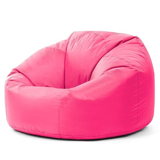 Bean Bag Bazaar Panelled Classic Bean Bag Chair Large, Pink, 84cm x 70cm Indoor Outdoor