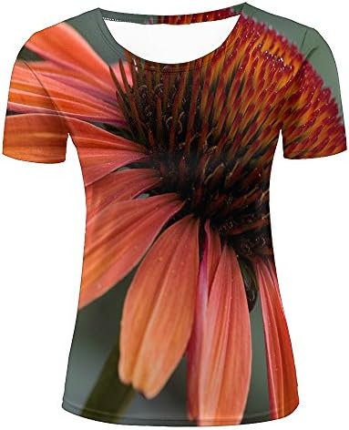 Womens T-Shirts 3D Print Smiling Coneflower Graphic Casual Short Sleeve Couple Tees Tops S