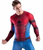 Red Plume Men Cool Dry Compression Long Sleeve Base Layer Shirts, Spider Tee (XXL, Spider)
