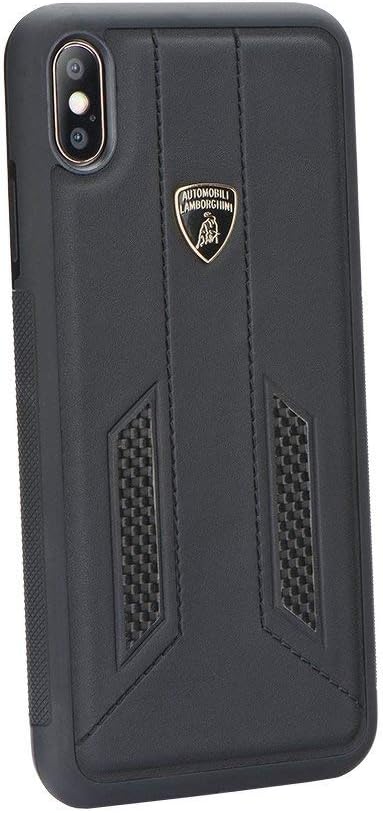 Automobili Lamborghini Huracan D6 Premium Leather Case for iPhone Xs Max (Black)