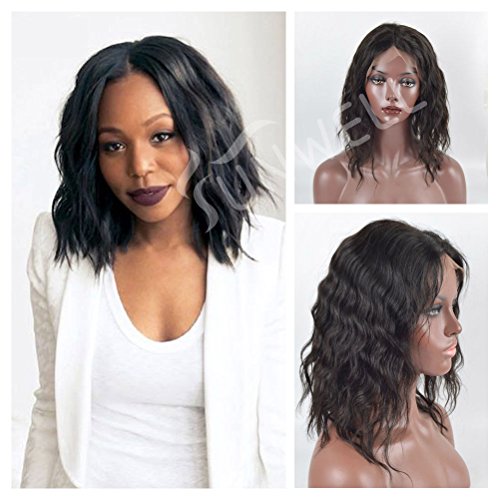 Human Hair Wigs for Black Women, Sunwell Lace Front Wigs Human Hair Short Bob Wigs Natural Wavy (130% Density, 12