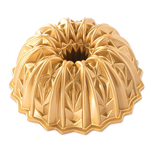 Nordic Ware 92877 Kesme Kristal Döküm Bundt Pan, 10 Kupa Kapasitesi, Altın