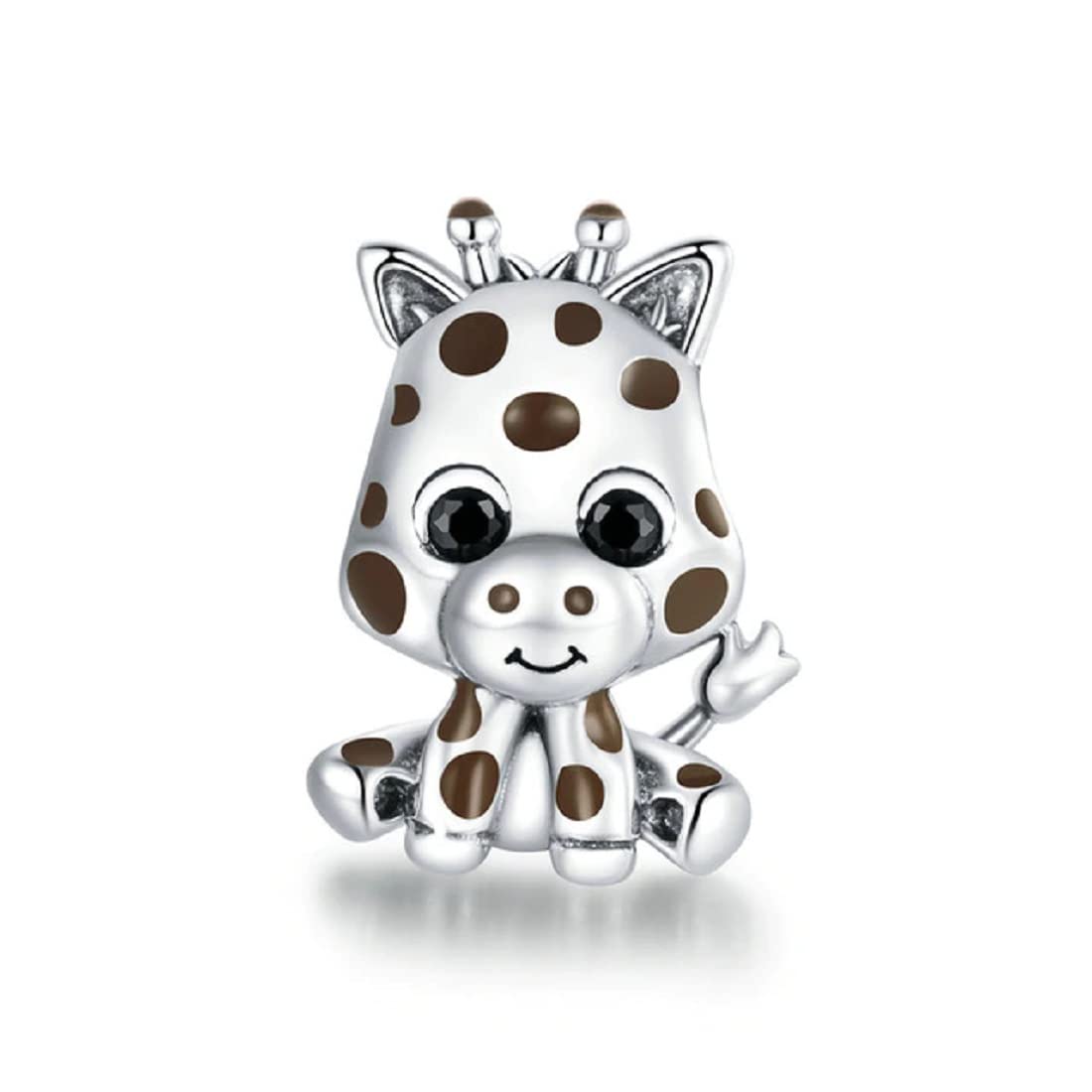 FeatherWish Sterling Silver 925 Charm Cute Giraffe Baby Family Love Animal Travel Bead Fits And Compatible With Pandora Bracelets Gift Mum Friend Sister (Giraffe Baby)