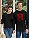 Tstars Team Rocket Shirt for Men - Long Sleeve Anime R Print Top - Halloween or Work Group Theme Tee Medium White