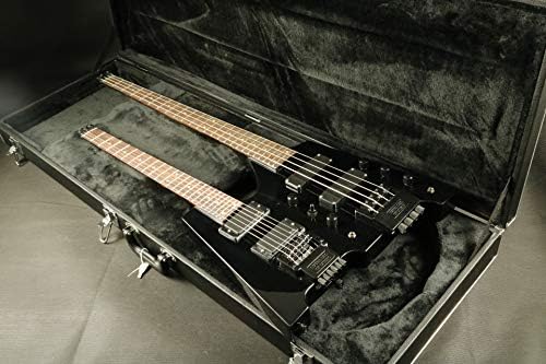 Exporting factory made quality Starshine black double headless neck bass electric guitar wraparound bridge set in neck mahogany body