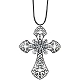 UHANBUT Bling Cross Car Hanging Ornament, Crystal Rhinestone Car Rear View Mirror Charm, Diamond Mirror Pendant, Universal Vehicle Interior Decoration Accessories for Men/Women Present (Black)