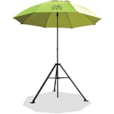 Black Stallion UB250 Core Flame-Resistant Industrial Umbrella, Yellow &amp; Tripod Stand Set