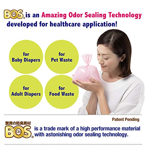 BOS Amazing Odor Sealing Disposable Bags, for Baby Diapers, Pet Waste or Any Sanitary Product Disposal - Durable and Unscented[Size: XS, Color: Pink] (200 Count, Pack of 2) (400 Bags)