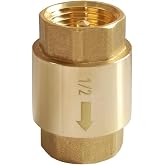 Uenede Brass 1/2 Inch NPT In-line Spring Check Valve, 1PCS | 1/2" NPT Female Thread One-Way Non-return Prevent Water Back-flow Valve
