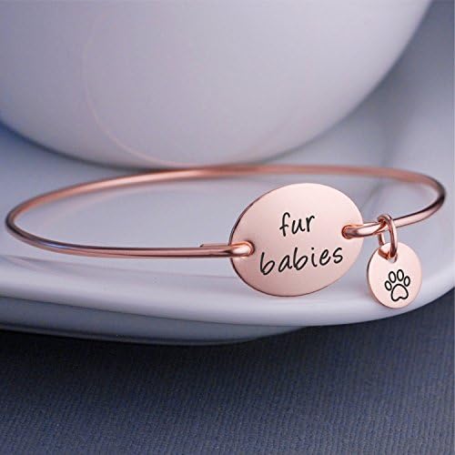 Rose Gold Fur Babies Bracelet with Paw Charm for Pet Lover