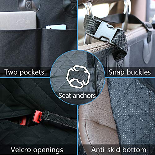 Dog Hammock for Back Seat, HeiYi 100% Waterproof Dog Car Hammock with Mesh Visual Window Storage Pockets Nonslip Anti-Scratch Dog Car Seat Covers for Cars Trucks SUV