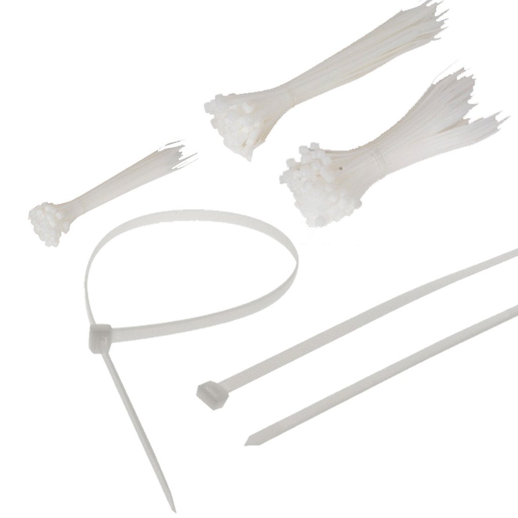 200 White Cable Ties, Strong Nylon, 100mm x 2.5mm