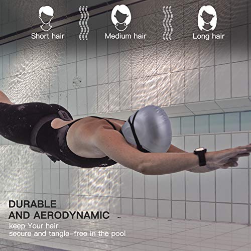 image for Yostyle Swim Cap, Silicone Swimming Caps for Long Hair - 3D Ergonomic 