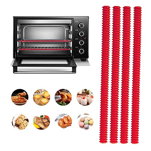 DZTZ Oven Rack Shields, Touch-Free Silicone Oven Edge Guards Heat Resistant Insulation Sleeve, Stove Toaster Ovens Edge Protector, Protect Against Burns and Scars (Red) - Thumbnail 4