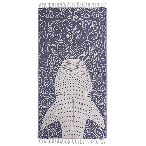 Sand Cloud Turkish Beach Towel - Sand Resistant - 100% Organic Turkish Cotton Yarn - Quick Dry Towel for Beach, Picnic, Blanket or Bath Towel - As Seen on Shark Tank - Marine Life (Whale Shark)