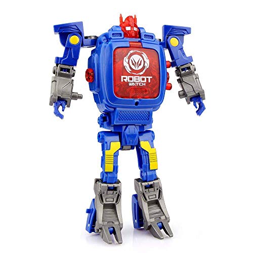Robots Watch Toys for Kids, Digital Watch 2 IN 1 Electrical Wristwatch, Robot Watch for School Gift (Blue+Red)