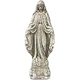 Solid Rock Stoneworks Virgin Mary Stone Garden Statue 18in Tall Marble Tone Color