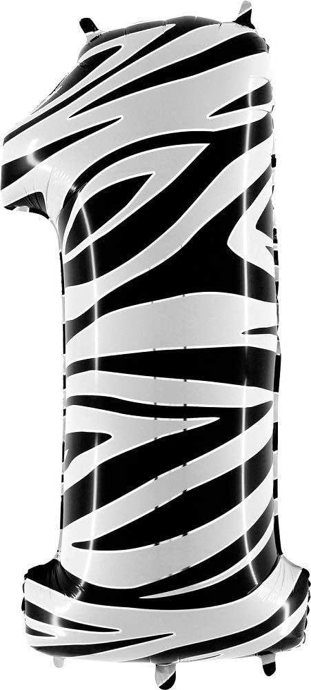 Toyland® 40" Foil Number Balloon - Party Decorations - Assorted Colours & Numbers (Zebra, Number 1)