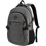 Laptop Backpack with USB Charging Headphone Port,15.6 inch Water Resistant Nylon School Backpacks by Eastern Time /2007Lightgrey