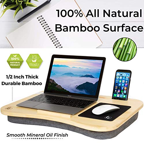 Hultzzzy Bamboo Lap Desk Tray Table for 17" Laptops for Adults with