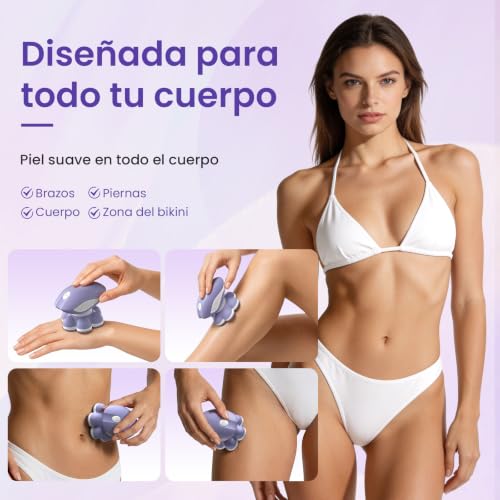 VIKICON Electric Shaver Woman 7D, USB Rechargeable Female Shaver | Body Shaver for Legs and Body, Floating Head, Dry/Wet, LED Light, Compact for Travel, Purple